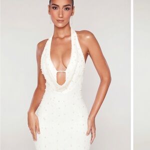 Oh Polly Chic Cream Backless Dress